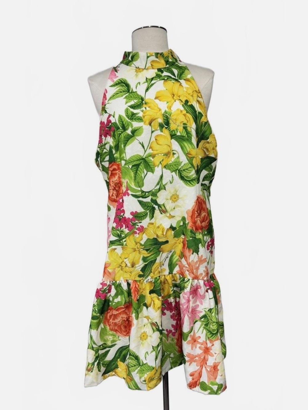 Karl Lagerfeld tropical floral sleeveless halter dress Sz 12 dd11